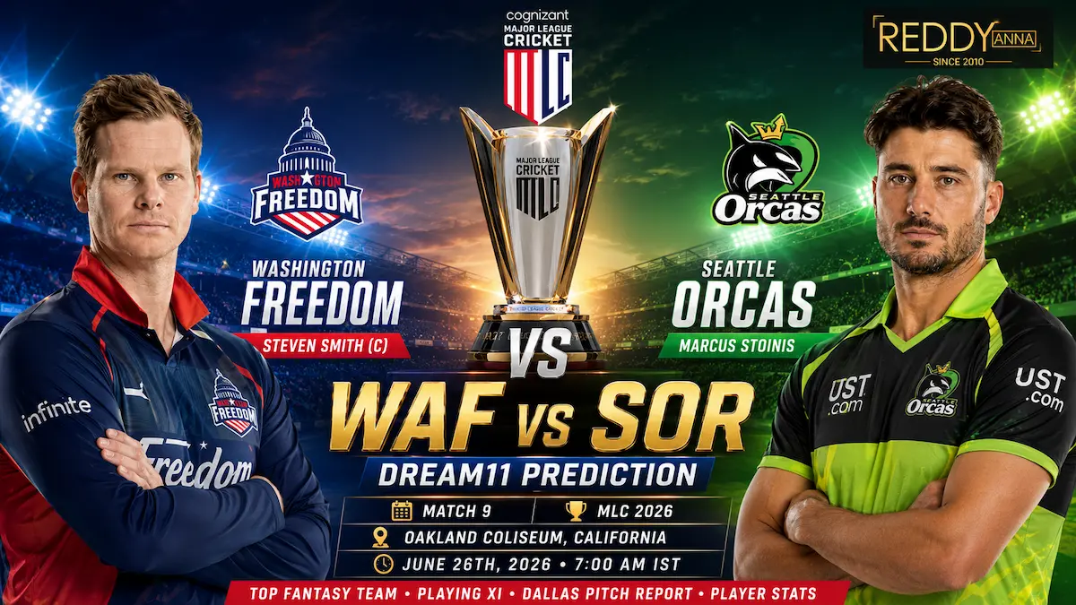 WAF vs SOR Dream11 Prediction Today Match 9th MLC 2026
